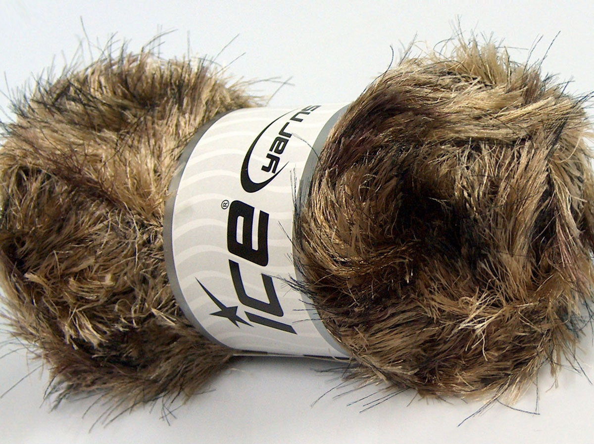 Lot of 4 x 100gr Skeins Ice Yarns PUFFY SOFT Yarn Camel Shades Black