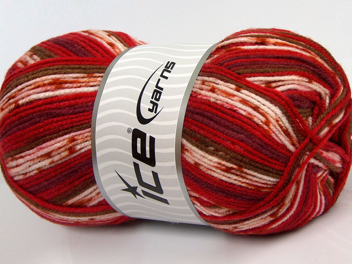 300 gr ICE YARNS SALE SELF-STRIPING Hand Knitting Yarn Red Shades