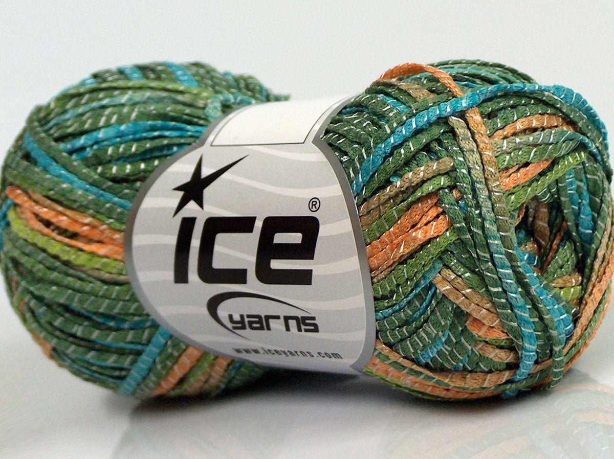 Lot of 8 Skeins Ice Yarns SALE SUMMER (15% Viscose) Yarn Turquoise Green Gold
