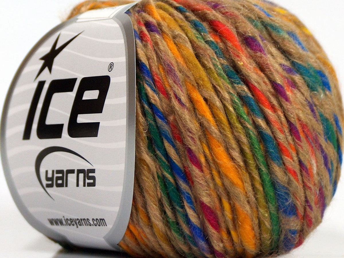 Lot of 8 Skeins Ice Yarns SALE SELF-STRIPING (15% Cotton 25% Viscose) Yarn Milky Brown Rainbow