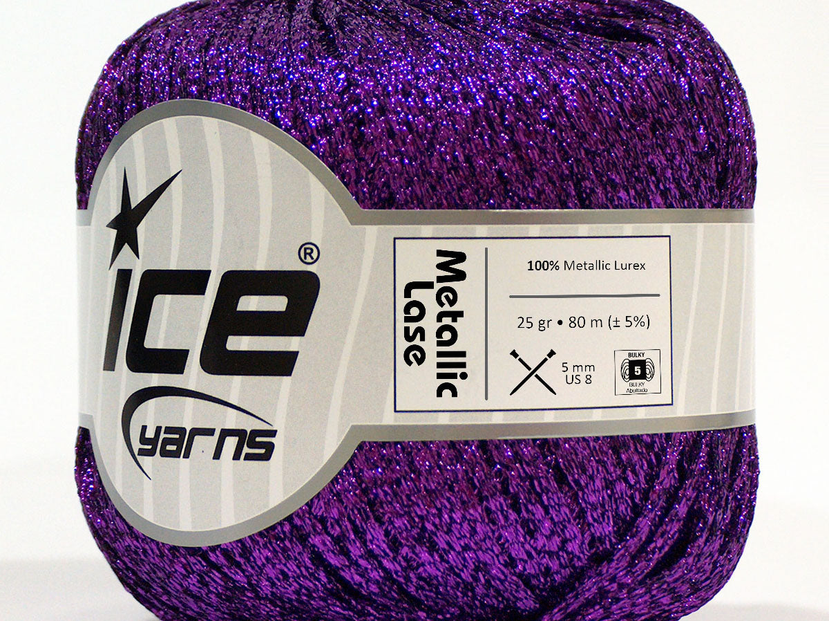 Lot of 6 Skeins Ice Yarns METALLIC LASE Hand Knitting Yarn Purple