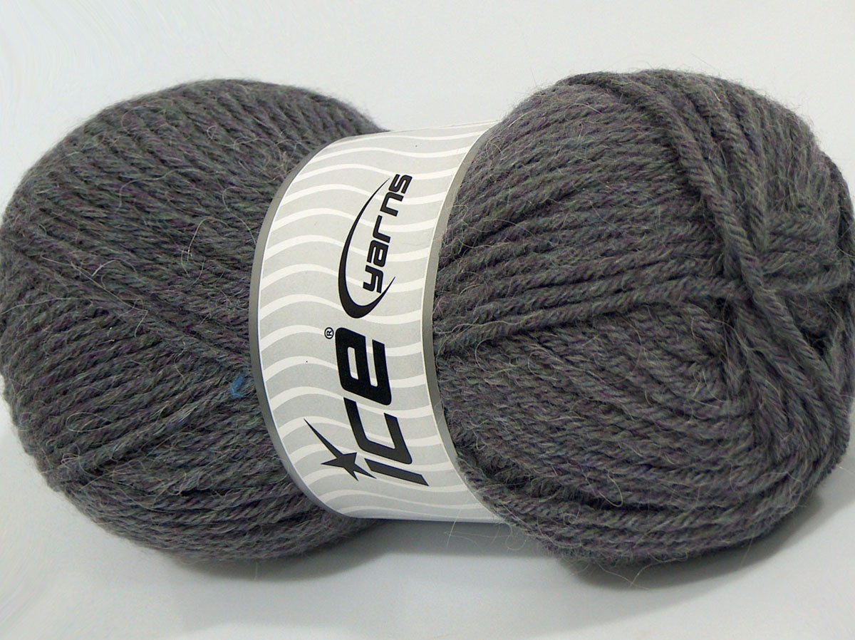 Lot of 4 x 100gr Skeins Ice Yarns SANTOS (20% Mohair 30% Wool) Yarn Purple Grey