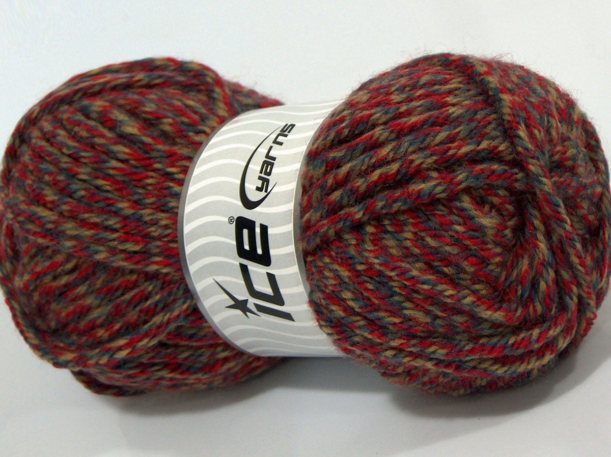 Lot of 2 x 150gr Skeins Ice Yarns MISC SALE (50% Wool) Yarn Red Camel Indigo Blue