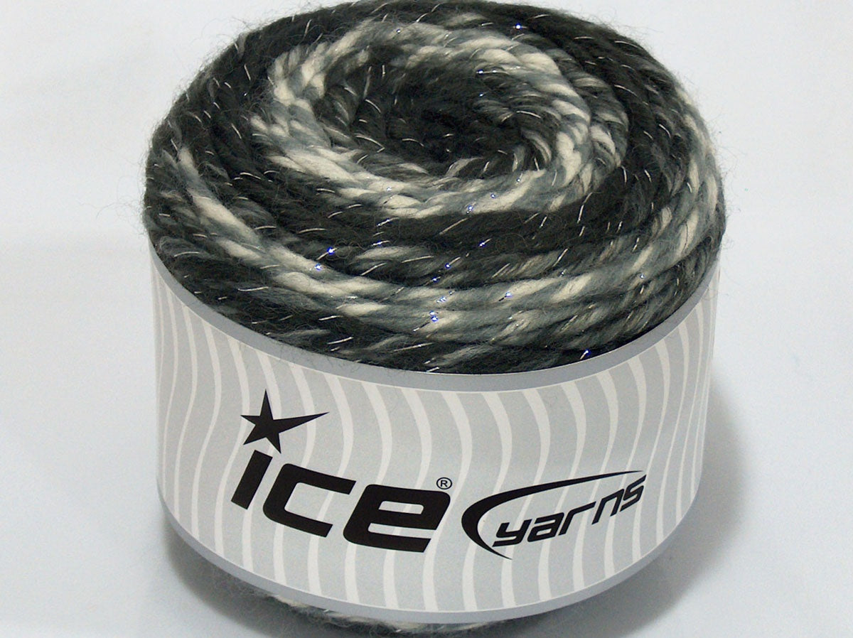 Lot of 2 x 225gr Skeins Ice Yarns SALE CAKES YARN (90% Wool) Yarn Black Grey White