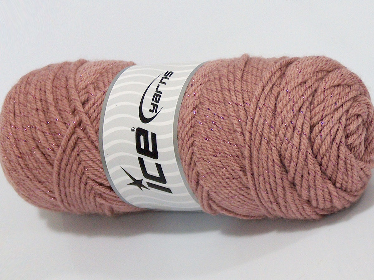 Lot of 4 x 100gr Skeins Ice Yarns SALE METALLIC Yarn Antique Pink