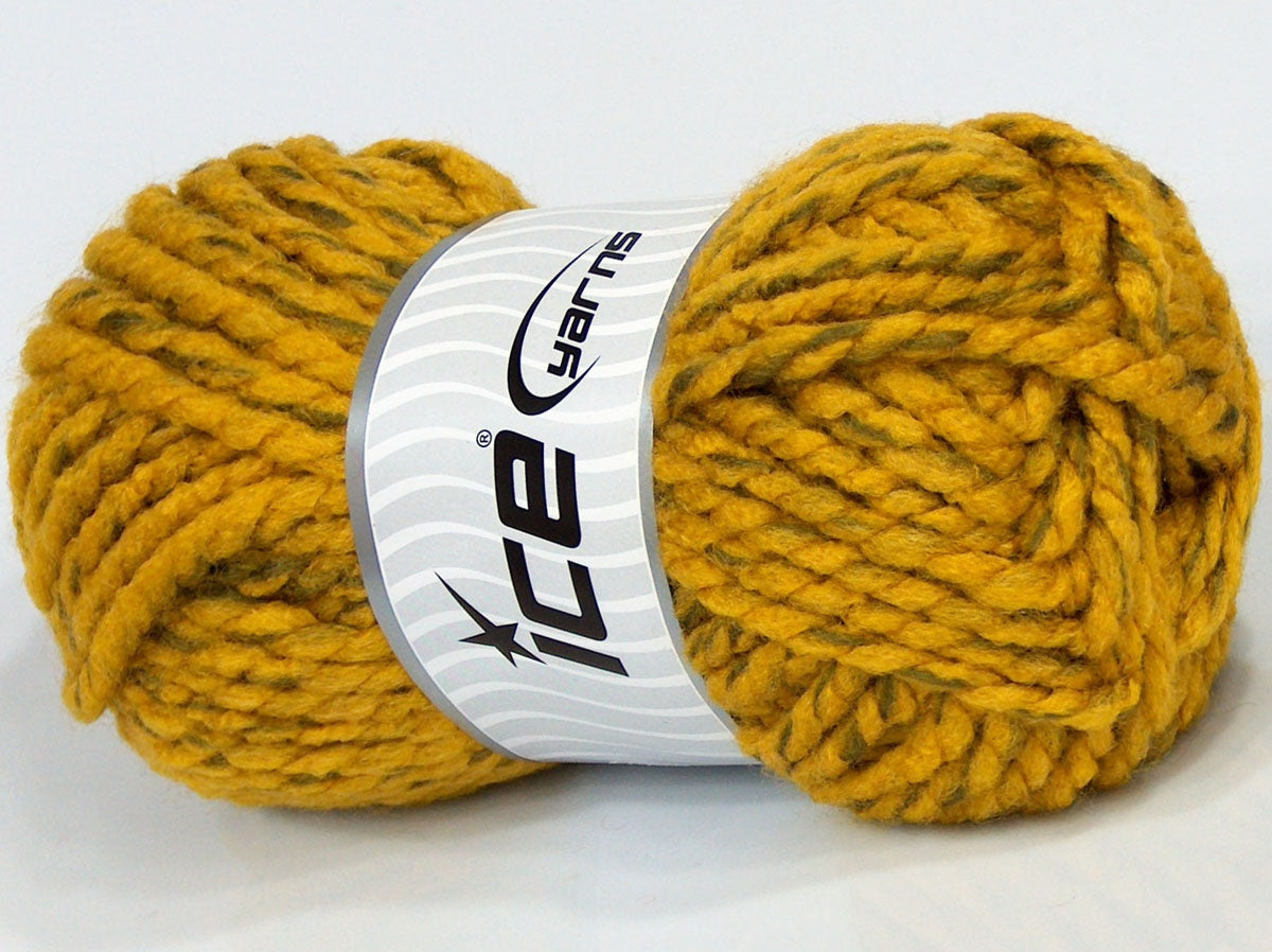 Lot of 4 x 100gr Skeins Ice Yarns SALE SELF-STRIPING (10% Wool) Yarn Gold Khaki