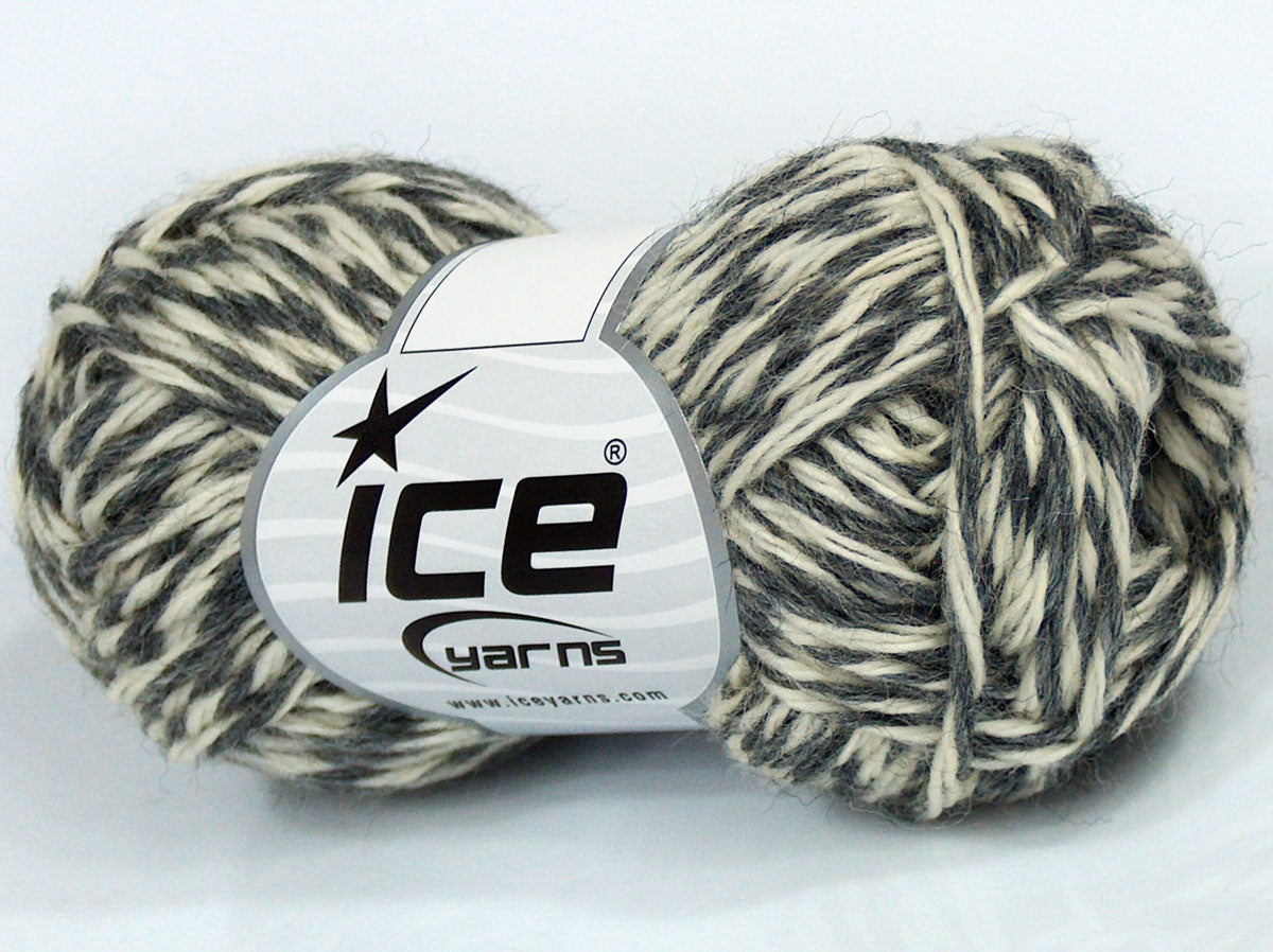 Lot of 6 Skeins Ice Yarns SALE WINTER (50% Wool) Hand Knitting Yarn Grey Cream