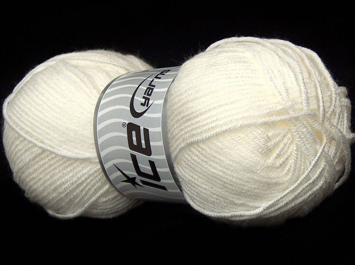 Lot of 4 x 90gr Skeins Ice Yarns SALE PLAIN Hand Knitting Yarn White