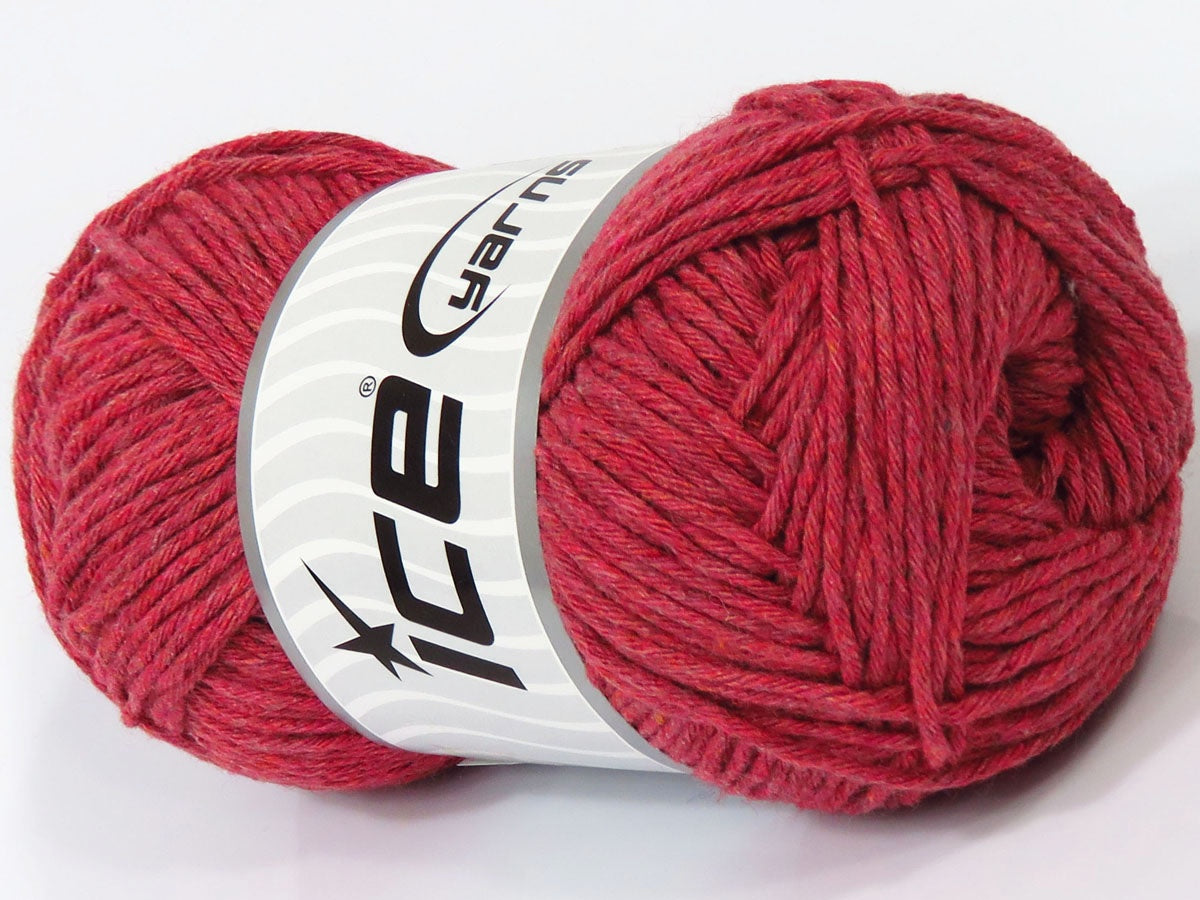 Lot of 4 x 100gr Skeins Ice Yarns NATURAL COTTON WORSTED (100% Cotton) Yarn Light Red