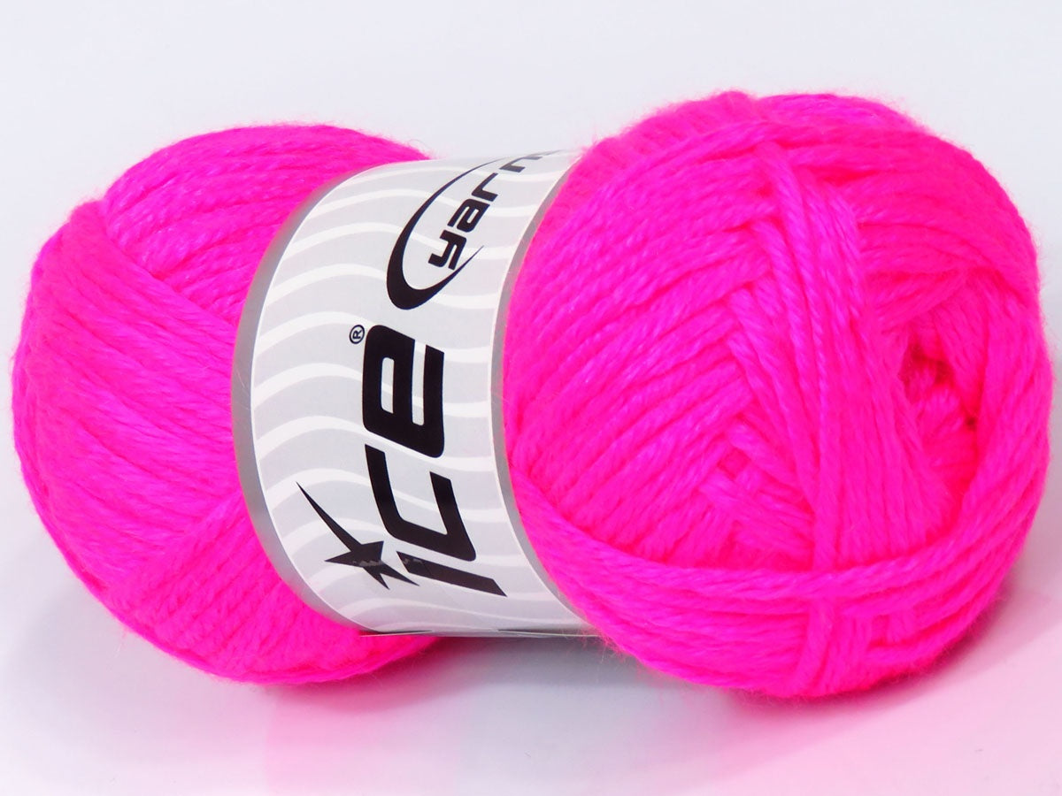 Lot of 4 x 100gr Skeins Ice Yarns SALE PLAIN Hand Knitting Yarn Neon Pink