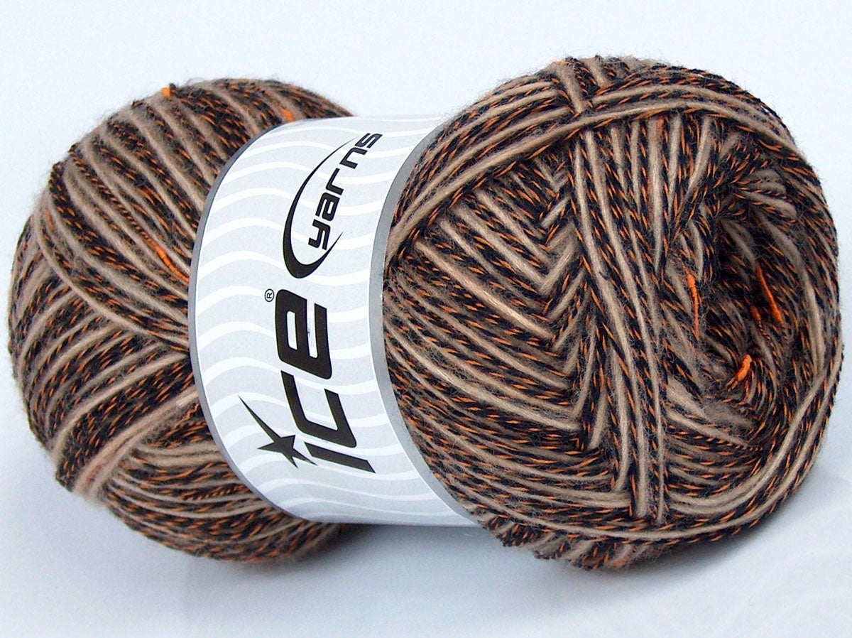 Lot of 4 x 100gr Skeins Ice Yarns SALE WINTER (38% Merino Wool 17% Organic Cotton) Yarn Black Gold Cream