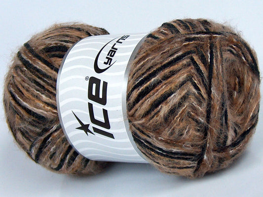 Lot of 4 x 100gr Skeins Ice Yarns CUSTOM BLEND (5% Wool) Yarn Brown Shades Black