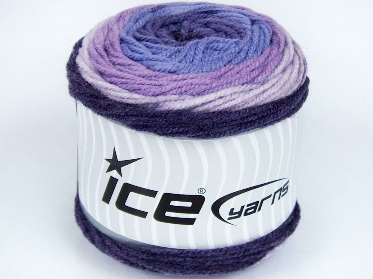 Lot of 3 x 100gr Skeins Ice Yarns CAKES WOOL (20% Wool) Yarn Purple Shades
