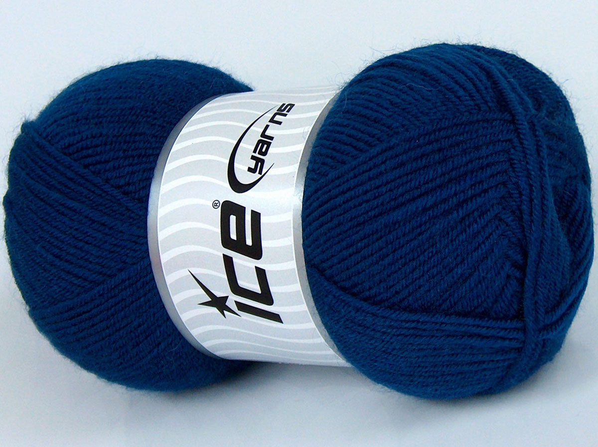 Lot of 4 x 100gr Skeins Ice Yarns CLASSIC WOOL LIGHT (25% Wool) Yarn Saxe Blue