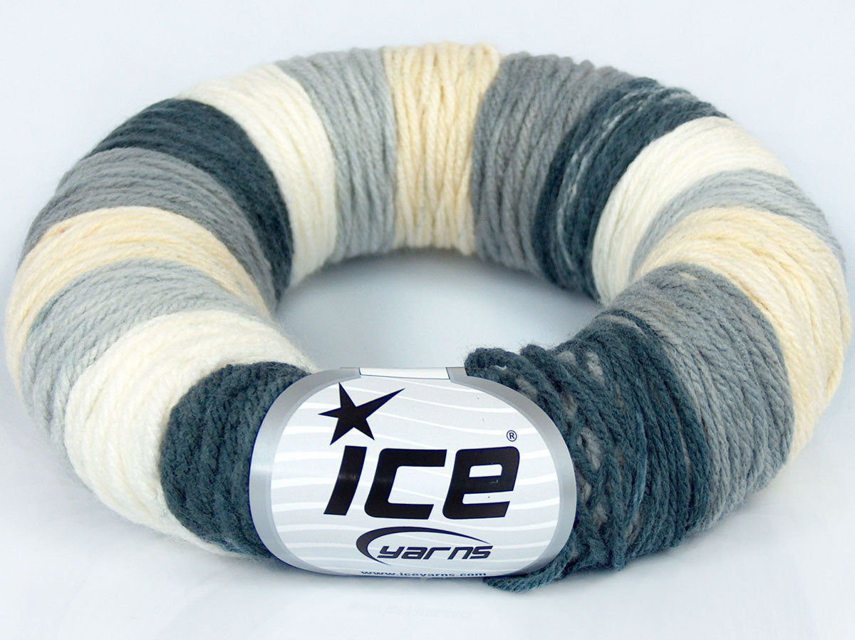 Lot of 2 x 130gr Skeins Ice Yarns DONUT Yarn Ecru Cream Anthracite Grey