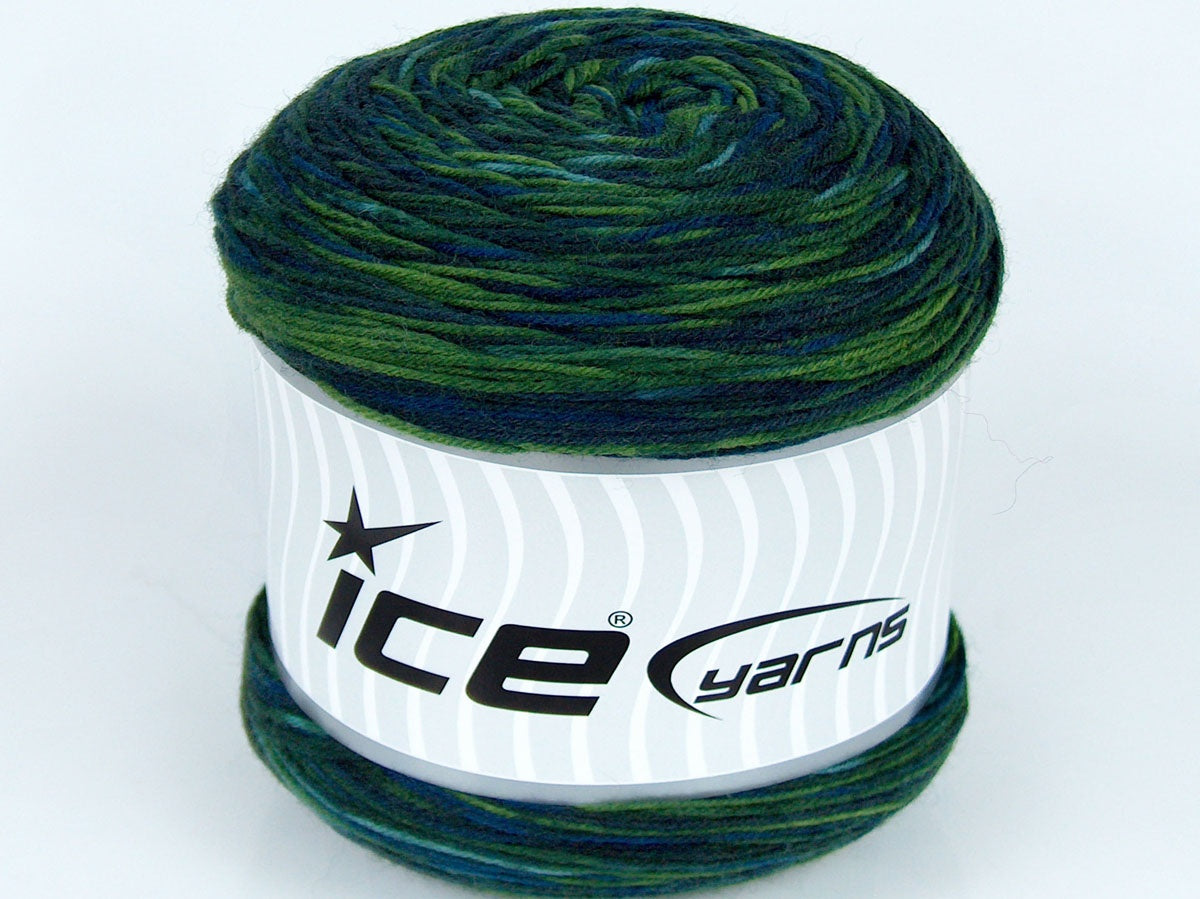 225 gr ICE YARNS CAKES SOCK (75% Virgin Wool) Yarn Green Shades Turquoise