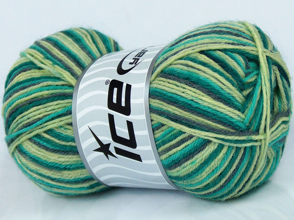 Lot of 8 Skeins Ice Yarns SOCKENWOLLE (75% Superwash Wool) Yarn Green Shades Grey