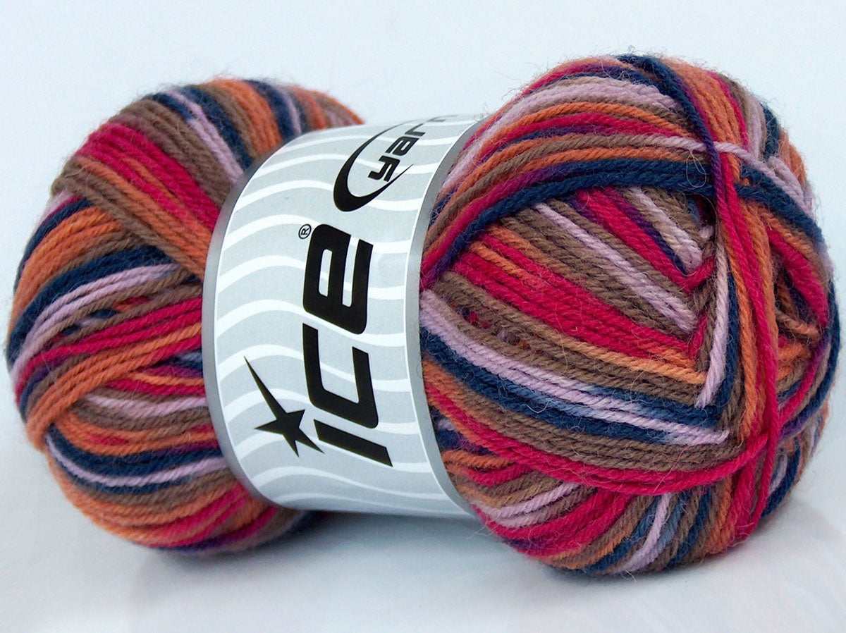 Lot of 8 Skeins Ice Yarns SOCKENWOLLE (75% Superwash Wool) Yarn Camel Gold Pink Shades Navy