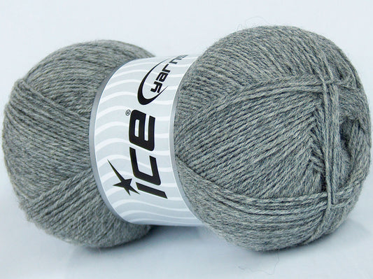 Lot of 4 x 100gr Skeins Ice Yarns SOLID SOCK (75% Superwash Wool) Yarn Light Grey