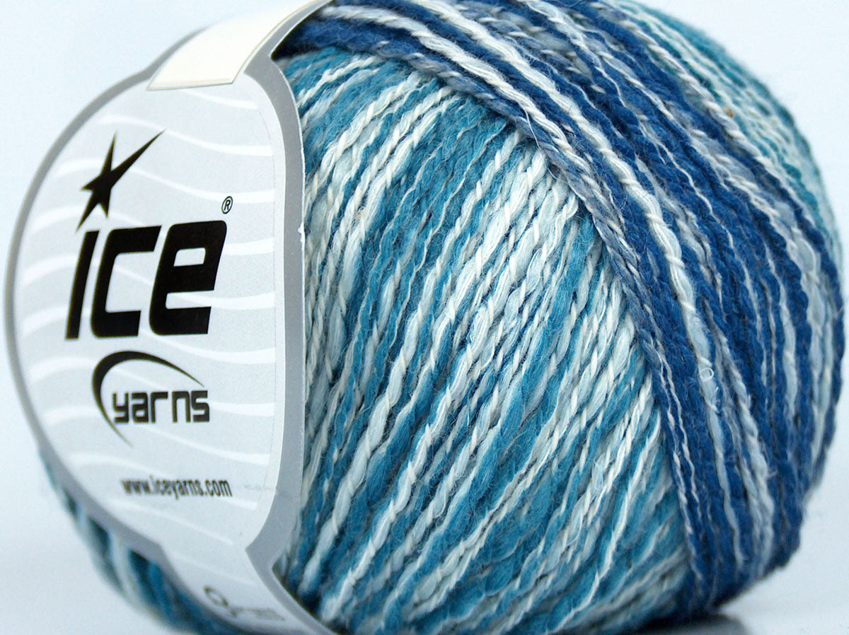 Lot of 4 Skeins Ice Yarns ELEGANT (36% Superwash Merino 18% Linen) Yarn Blue Shades Grey