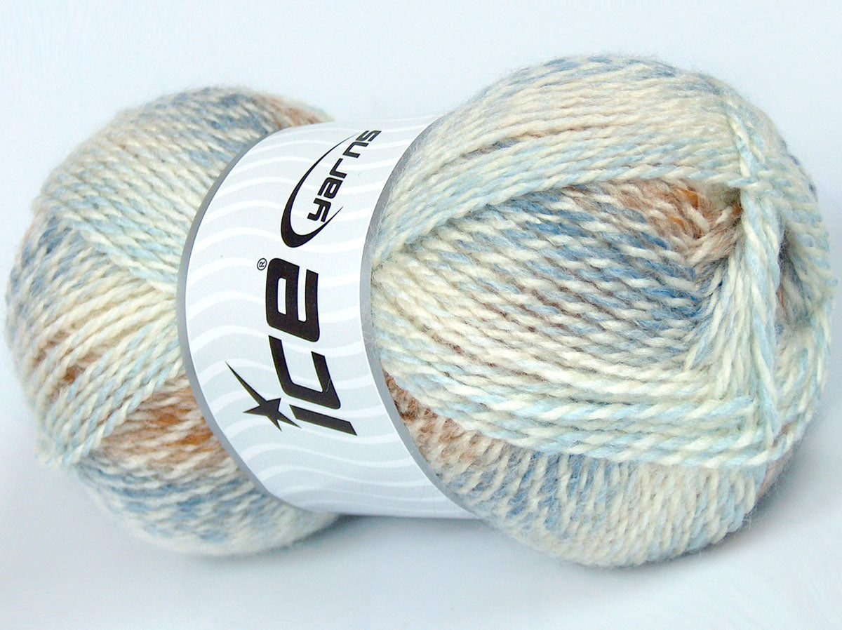 Lot of 4 x 100gr Skeins Ice Yarns SALE SELF-STRIPING Yarn Cream Shades Brown Baby Blue