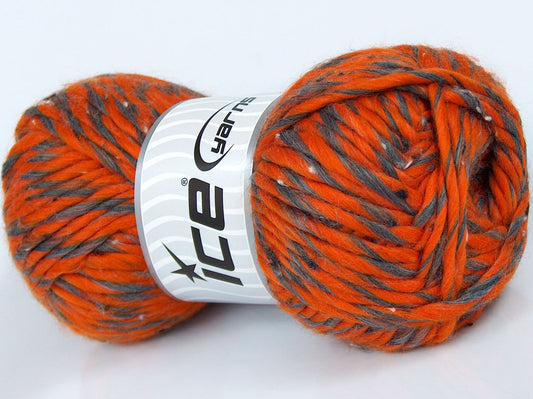 Lot of 3 x 100gr Skeins Ice Yarns CAJAMARCA (15% Wool 13% Viscose) Yarn Grey Orange Brown