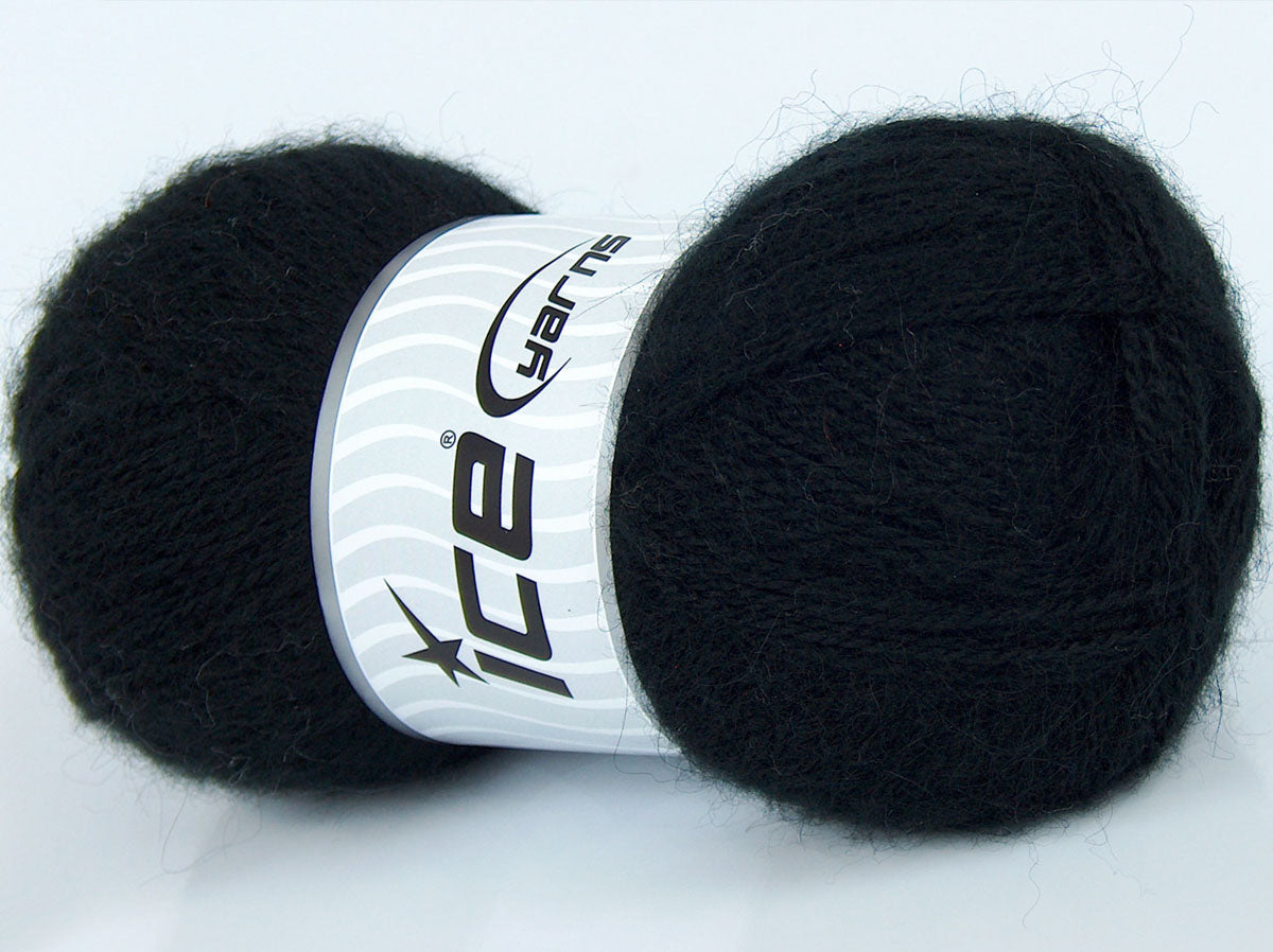 Lot of 3 x 80gr Skeins Ice Yarns SALE WINTER (10% Mohair 15% Wool) Yarn Black
