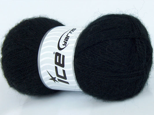 Lot of 3 x 80gr Skeins Ice Yarns SALE WINTER (10% Mohair 15% Wool) Yarn Black