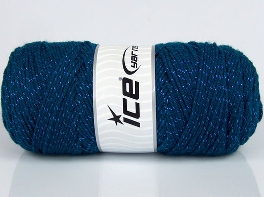 Lot of 3 x 135gr Skeins Ice Yarns SALE METALLIC Hand Knitting Yarn Teal
