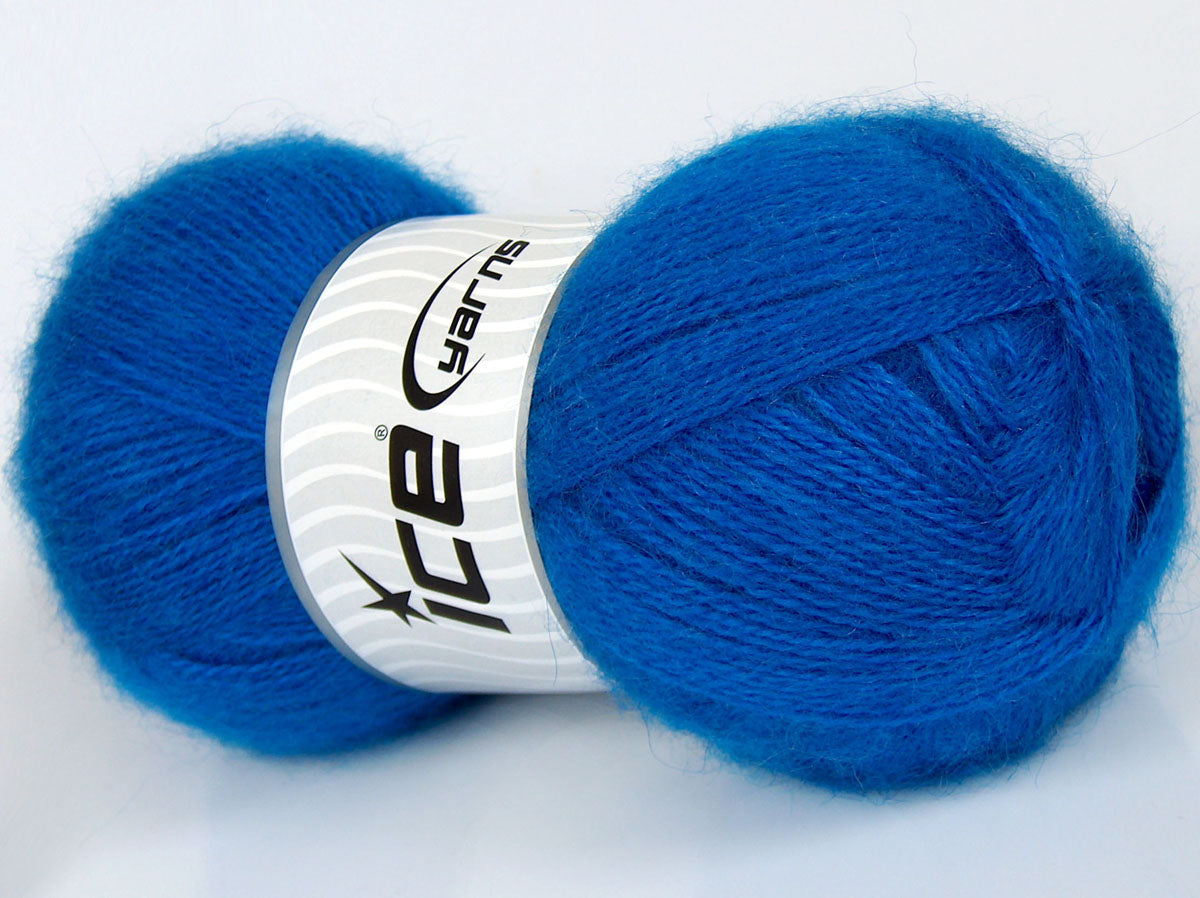 Lot of 4 x 90gr Skeins Ice Yarns PUCALLPA (10% Mohair 15% Wool) Yarn Blue