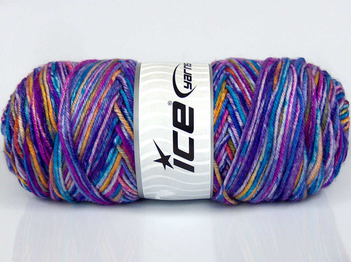 Lot of 3 x 135gr Skeins Ice Yarns SALE SELF-STRIPING Yarn Rainbow
