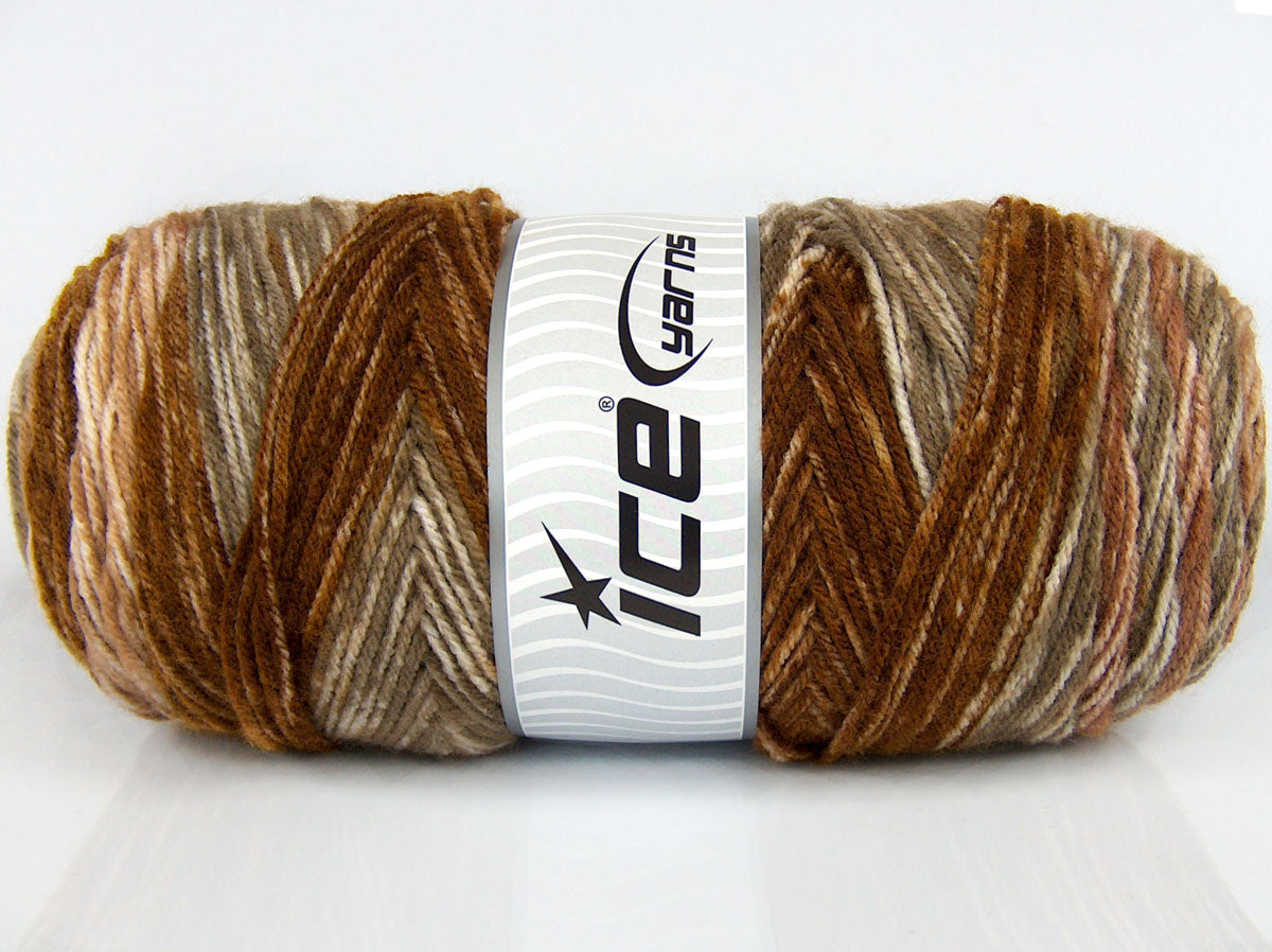 Lot of 2 x 200gr Skeins Ice Yarns SALE SELF-STRIPING Yarn Brown Shades