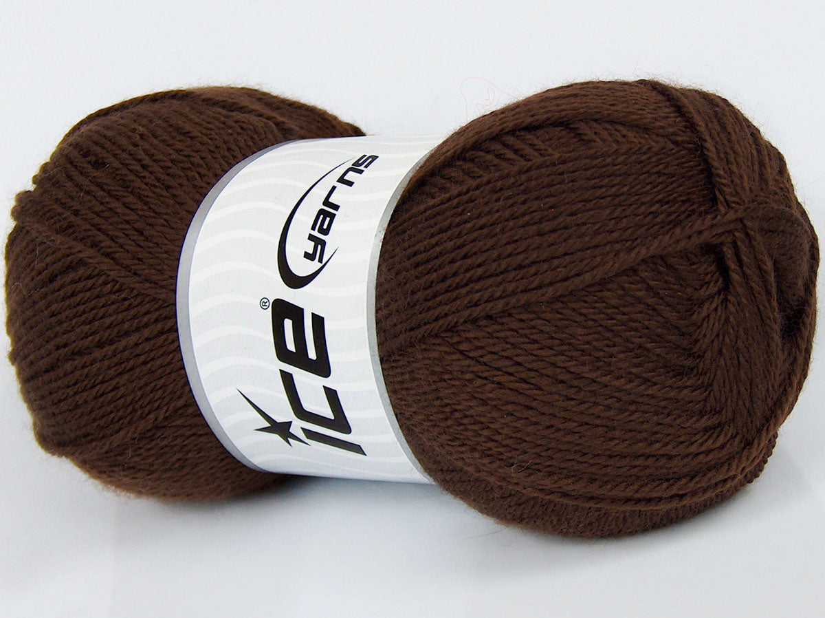 Lot of 4 x 105gr Skeins Ice Yarns SALE PLAIN Hand Knitting Yarn Dark Brown