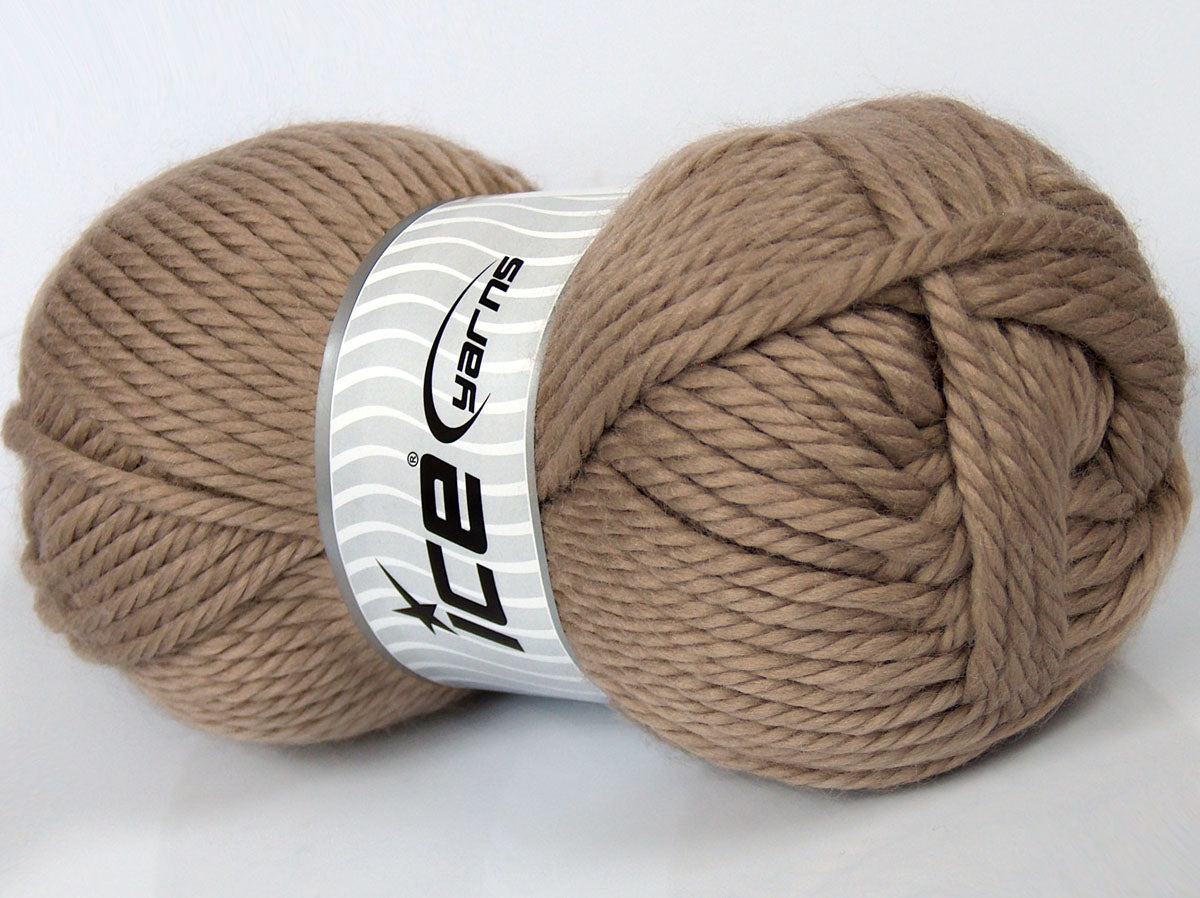 Lot of 2 x 220gr Skeins Ice Yarns SALE PLAIN Hand Knitting Yarn Light Camel