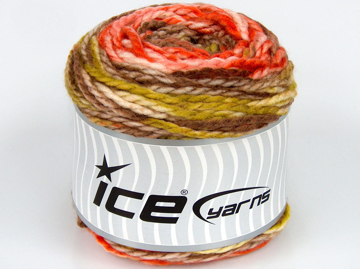 Lot of 2 x 150gr Skeins Ice Yarns SALE CAKES YARN Yarn Orange Brown Cream Green