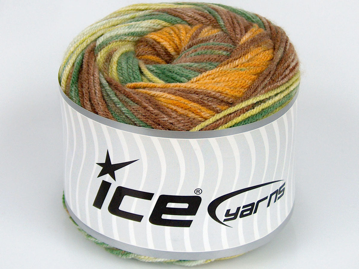 Lot of 2 x 150gr Skeins Ice Yarns CAKES NEMBY Yarn Green Shades Brown Gold Cream