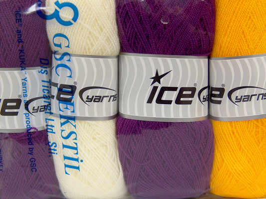 Lot of 4 x 65gr Skeins Ice Yarns SALE PLAIN Hand Knitting Yarn Multicolor