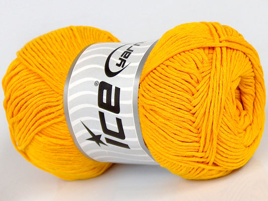 Lot of 4 x 100gr Skeins Ice Yarns NATURAL COTTON (100% Cotton) Yarn Yellow