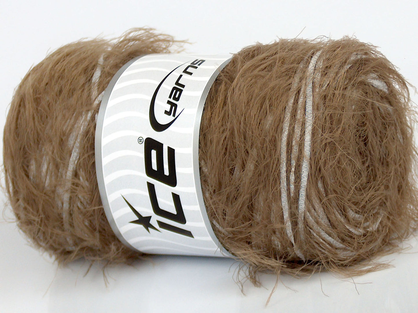 Lot of 2 x 200gr Skeins Ice Yarns SALE EYELASH BLEND Yarn Camel White