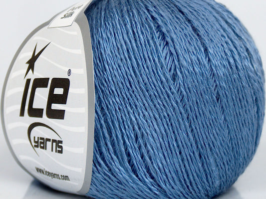 Lot of 6 Skeins Ice Yarns PURE SILK (100% Silk) Hand Knitting Yarn Indigo Blue