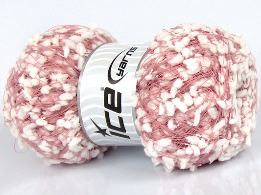 Lot of 3 x 90gr Skeins Ice Yarns SALE POMPOM Yarn Light Pink White