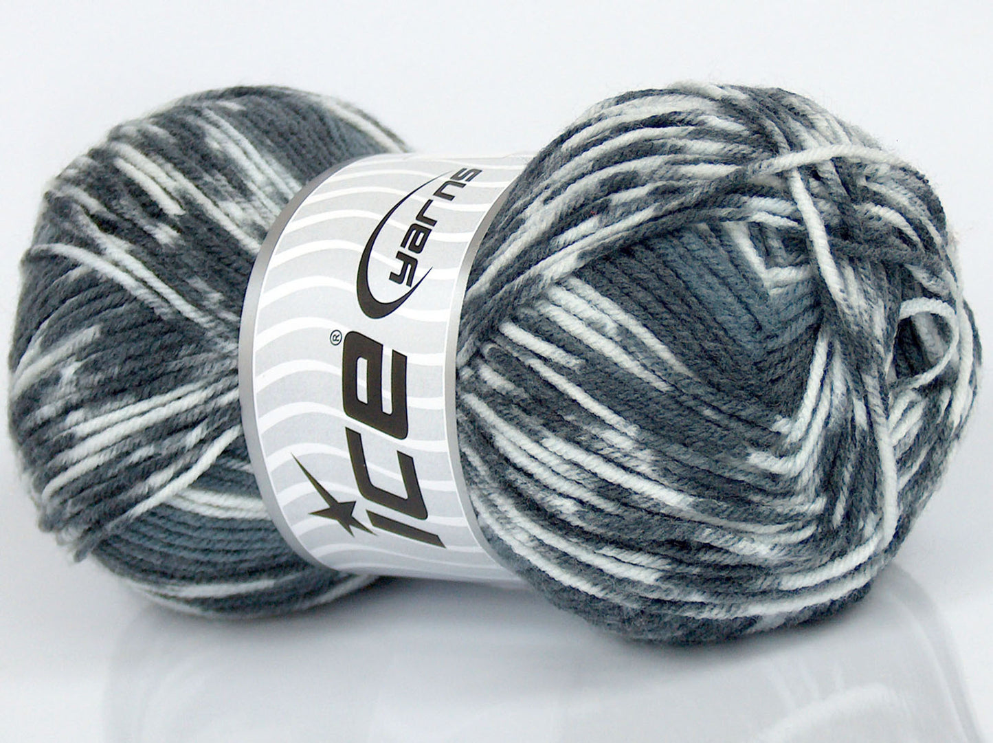 Lot of 4 x 75gr Skeins Ice Yarns SALE SELF-STRIPING Yarn White Grey Shades