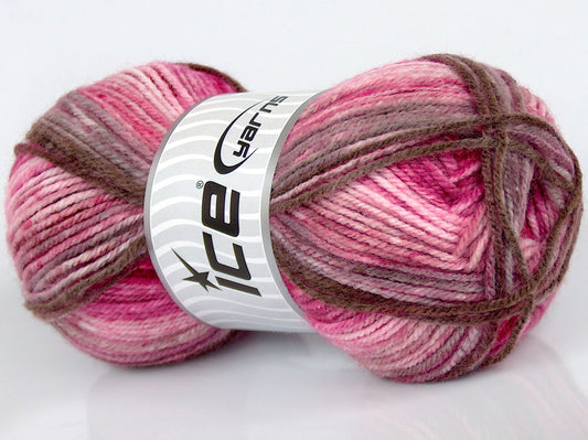 Lot of 4 x 75gr Skeins Ice Yarns SALE SELF-STRIPING Yarn Pink Shades Brown Shades