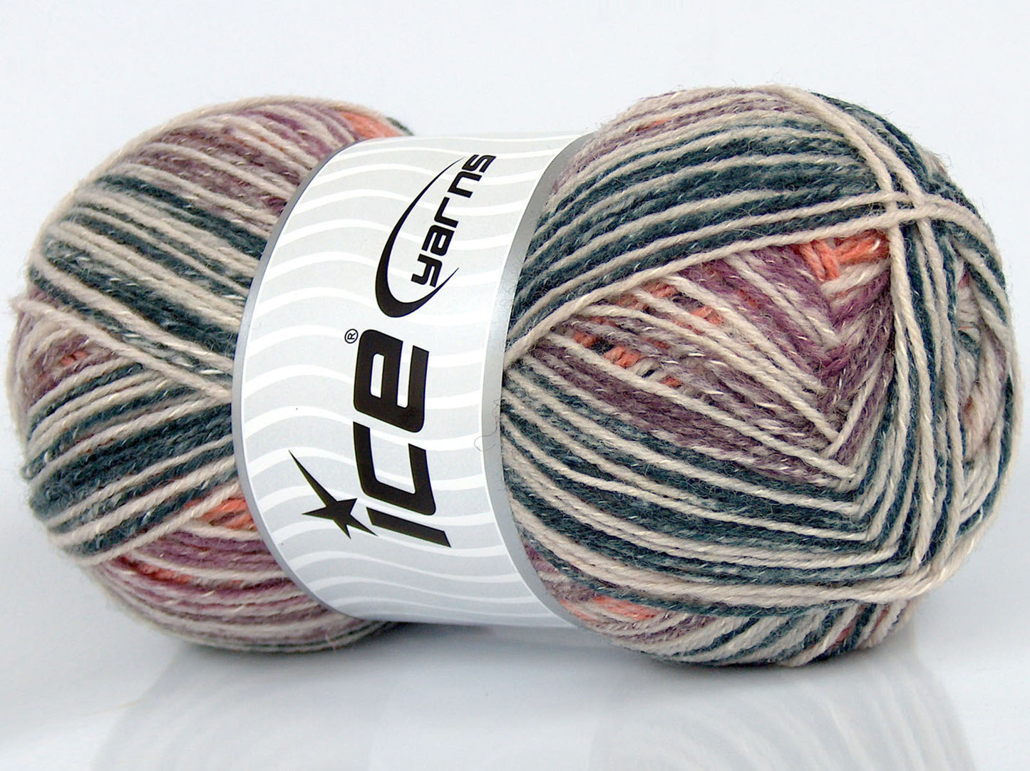 Lot of 2 x 125gr Skeins Ice Yarns SALE SELF-STRIPING (10% Viscose 40% Cotton) Yarn Grey Maroon Beige Orange