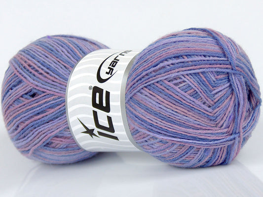 Lot of 2 x 155gr Skeins Ice Yarns SALE SOCK YARN (75% Superwash Wool) Yarn Lilac Shades