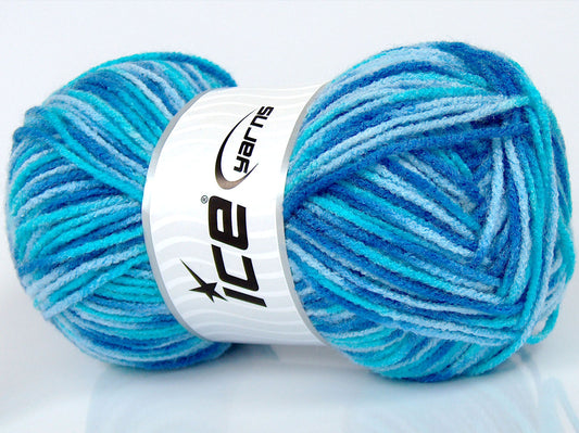 Lot of 2 x 140gr Skeins Ice Yarns SALE SELF-STRIPING Yarn Blue Shades