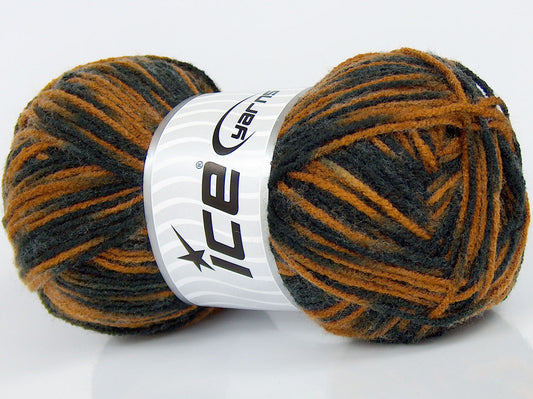 Lot of 3 x 90gr Skeins Ice Yarns SALE SELF-STRIPING Yarn Black Brown