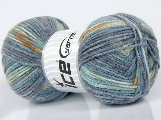 Lot of 3 x 100gr Skeins Ice Yarns SALE SELF-STRIPING Yarn Blue Shades Gold Fuchsia