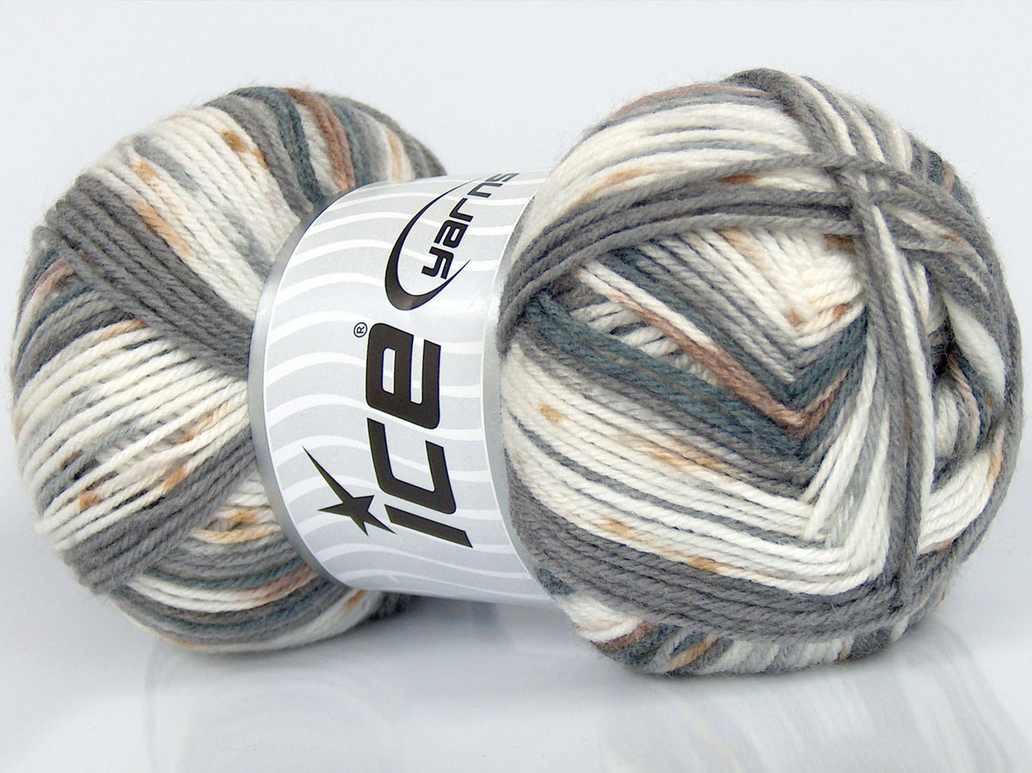 Lot of 4 x 75gr Skeins Ice Yarns SALE SELF-STRIPING Yarn White Grey Shades Camel