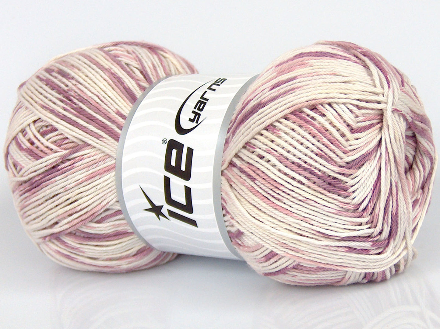 Lot of 2 x 225gr Skeins Ice Yarns SALE SUMMER (100% Cotton) Yarn Lilac Shades Ecru